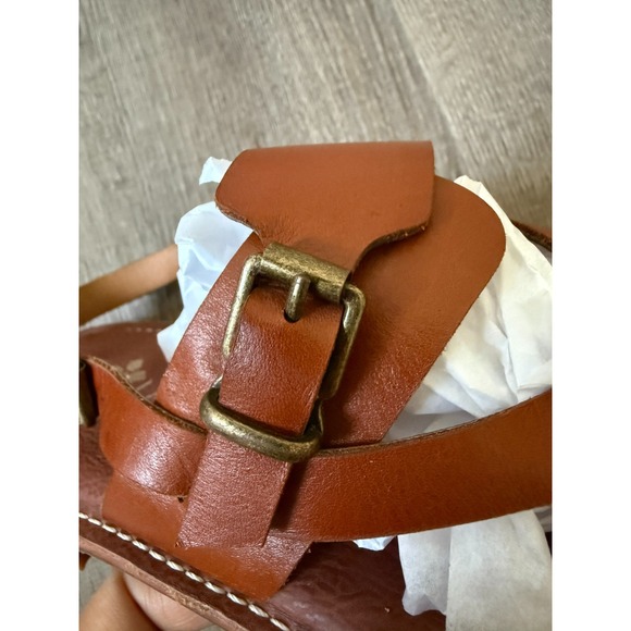 Patricia Nash Fidella Tan Leather Sandals Womens 8M Boho Flat Adjustable Strappy - Picture 10 of 11